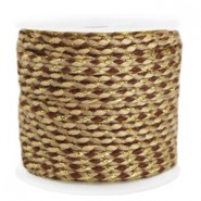 Trendy braided cord 2mm Gold-brown